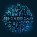 Smoothie Cafe blue round concept vector linear illustration