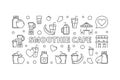 Smoothie Cafe horizontal vector banner in thin line style