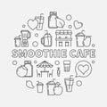 Smoothie Cafe round concept illustration in thin line style