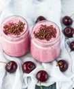 Smoothie with cherries, chocolate and nuts