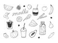 Smoothie cocktails detox icons Royalty Free Stock Photo