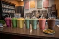 smoothie coffee shop, with menu of smoothies, shakes, and frappes Royalty Free Stock Photo