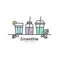 Smoothie Fruit Drink Detox with Leafs Illustration