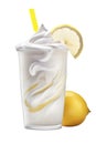 Smoothie lemon yogurt on cutout PNG transparent background. Generative AI