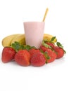 Smoothie made with strawberries and bananas Royalty Free Stock Photo