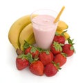 Smoothie made with strawberries and bananas Royalty Free Stock Photo