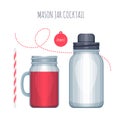 Smoothie and mason jar shaker. Smoothie in can, sticker, twine