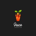 Smoothie orange juice logo, healthy liquid slurpy orange color natural juice in glass shape icon logo Royalty Free Stock Photo