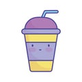 Smoothie plastic cup character cartoon food cute flat style icon