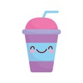 Smoothie plastic cup character cartoon food cute line and fill style