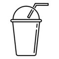 Smoothie plastic cup icon, outline style