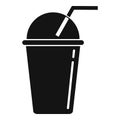 Smoothie plastic cup icon, simple style