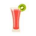 Smoothie with slice of kiwi fruit. Vector illustration. Royalty Free Stock Photo