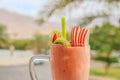 Smoothie with sliced fruits and berries Royalty Free Stock Photo