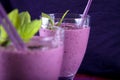 Smoothie with strawberry, mint and blackberry