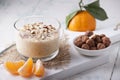 Smoothie of tangerine and hazelnuts