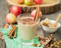 Smoothies apple pie with nuts and cinnamon.
