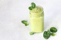 Smoothies with banana, avocado, spinach, lime