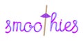 Smoothies colorful lettering with natural bamboo drinking straw and umbrella