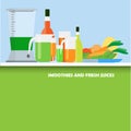 Smoothies and fresh juices in flat design concept vector