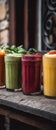 Smoothies Fruit Vegetable Or A Combination Of Both On Stone Rustic Pub Mobile Wallpeper Postcard. Generative AI Royalty Free Stock Photo