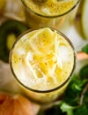 Smoothies of kiwi and pineapple on the table. Top view Royalty Free Stock Photo