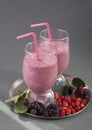 Smoothies of strawberry and shadberry