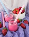 Smoothies with yogurt and strawberries. Fruit cocktail Royalty Free Stock Photo