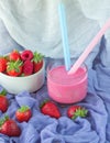 Smoothies with yogurt and strawberries. Fruit cocktail Royalty Free Stock Photo