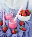 Smoothies with yogurt and strawberries. Fruit cocktail Royalty Free Stock Photo