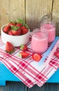 Smoothies with yogurt and strawberries. Fruit cocktail Royalty Free Stock Photo