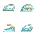 Smoothing iron drag icons set vector color Royalty Free Stock Photo