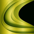 Smoothly curved green lines on a black background.