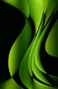 Smoothly curved green lines on a black background.