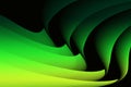 Smoothly curved green lines on a black background.