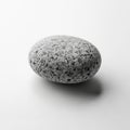 A smoothly rounded, speckled grey stone rests on a white surface Royalty Free Stock Photo