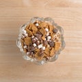 Smores candy mixture in a glass bowl