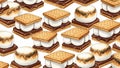 Smores Pattern Illustration on White Background Royalty Free Stock Photo