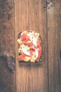 Smorrebrod - danish open sandwich with fish, herring, cheese Royalty Free Stock Photo