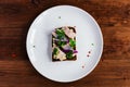 Smorrebrod - danish open sandwich with fish, herring Royalty Free Stock Photo