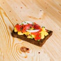 Smorrebrod - danish open sandwich with fish, herring Royalty Free Stock Photo