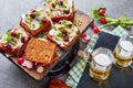 Smorrebrod with fish - danish open faced sandwich Royalty Free Stock Photo