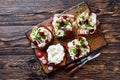 Smorrebrod with fish - danish open faced sandwich Royalty Free Stock Photo