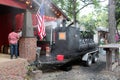 Tantalizing smells and music coming from famous Banger`s Sausage and Beer Garden, Austin, Texas, 2018