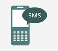 Sms icon in the cell illustrated Royalty Free Stock Photo