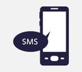 Sms icon in the cell illustrated Royalty Free Stock Photo