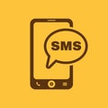 The sms icon. Smartphone and telephone, communication, message symbol. Flat Royalty Free Stock Photo