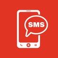 The sms icon. Smartphone and telephone, communication, message symbol. Flat Royalty Free Stock Photo