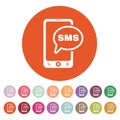 The sms icon. Smartphone and telephone, communication, message symbol. Flat Royalty Free Stock Photo