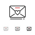 Sms, Love, Wedding, Heart Bold and thin black line icon set Royalty Free Stock Photo
